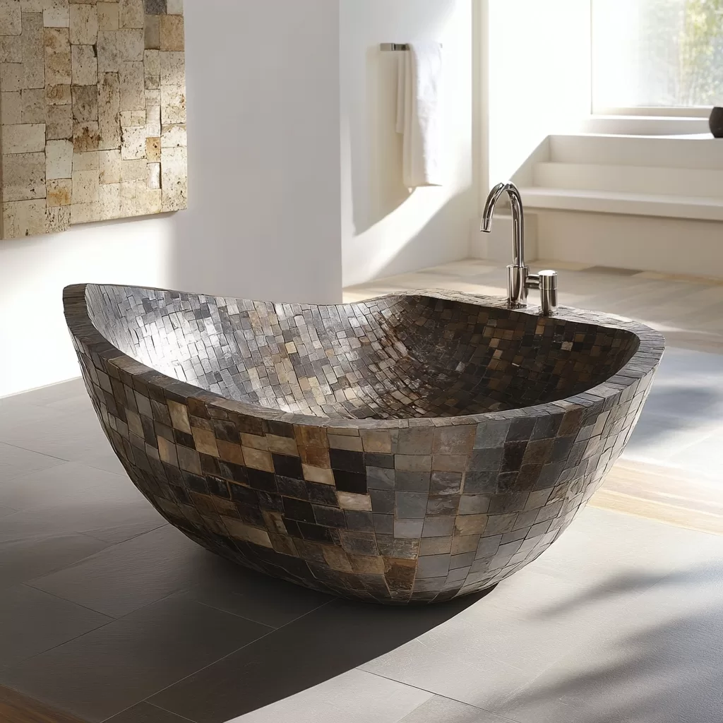 Badewanne aus reycelten Mamorfliesen